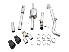 AWE 0FG Catback Dual Side Exit Exhaust for 4th Gen Silverado/Sierra 1500 5.3L (Flat Bumper) - Diamond Black Tips - out of package