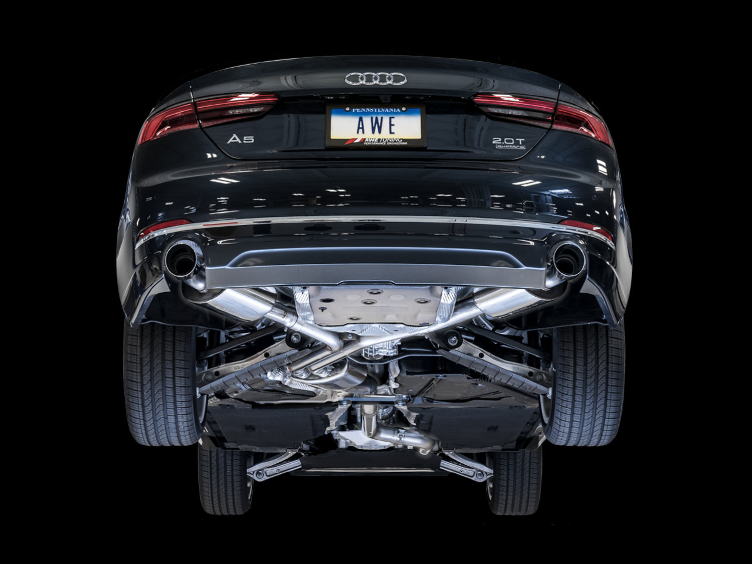 AWE Touring Edition Exhaust for B9 A5, Dual Outlet - Chrome Silver Tips (includes DP) - Mounted