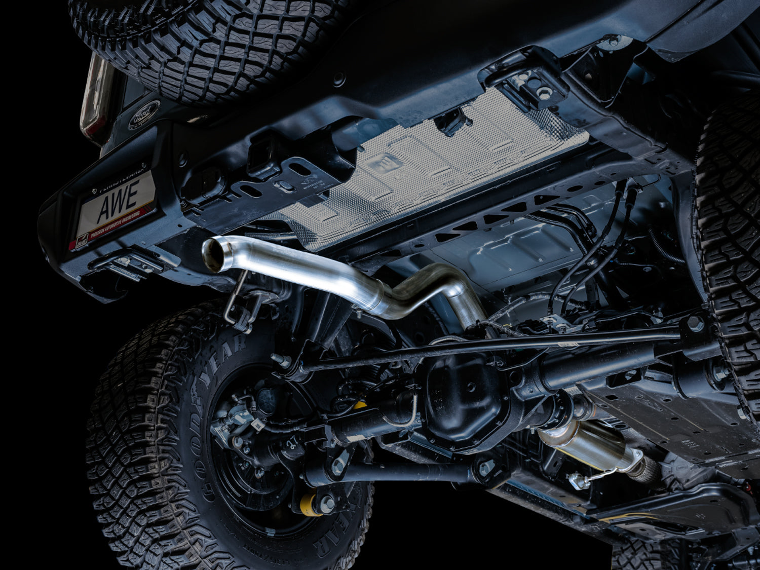 AWE 0FG Catback Exhaust for Ford Bronco with BashGuard™ - no tips - Mounted