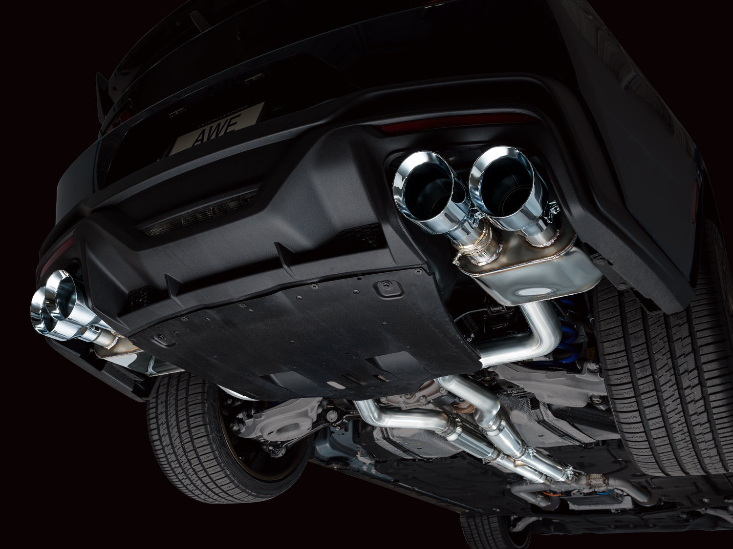 AWE SwitchPath™ Exhaust for S650 Ford Mustang Dark Horse - Quad Chrome Silver Tips - Mounted