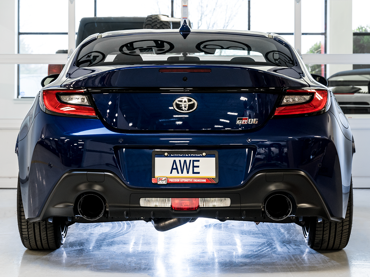 AWE Touring Edition Exhaust for Subaru BRZ / Toyota GR86 / Toyota 86 / Scion FR-S - Diamond Black Tips - Mounted