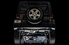 AWE Tread Edition Axleback Dual Exhaust for Jeep JK/JKU 3.6L - Diamond Black Tips - Mounted