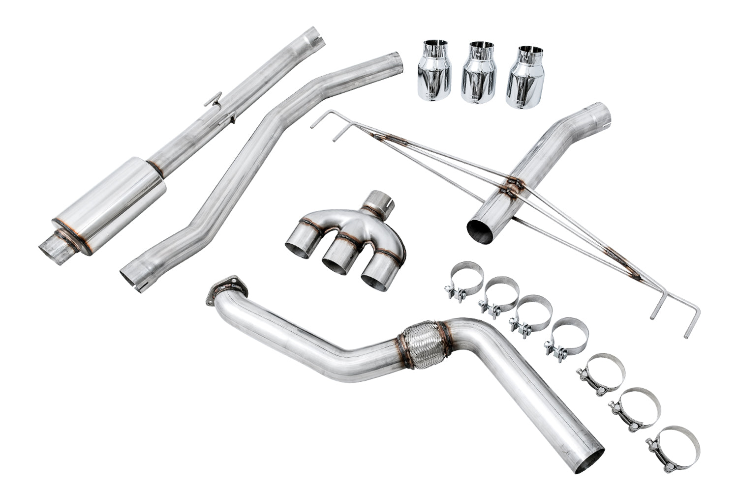AWE Track Edition Exhaust for FK8 Civic Type R (includes Front Pipe) - Triple Chrome Silver Tips - out of package