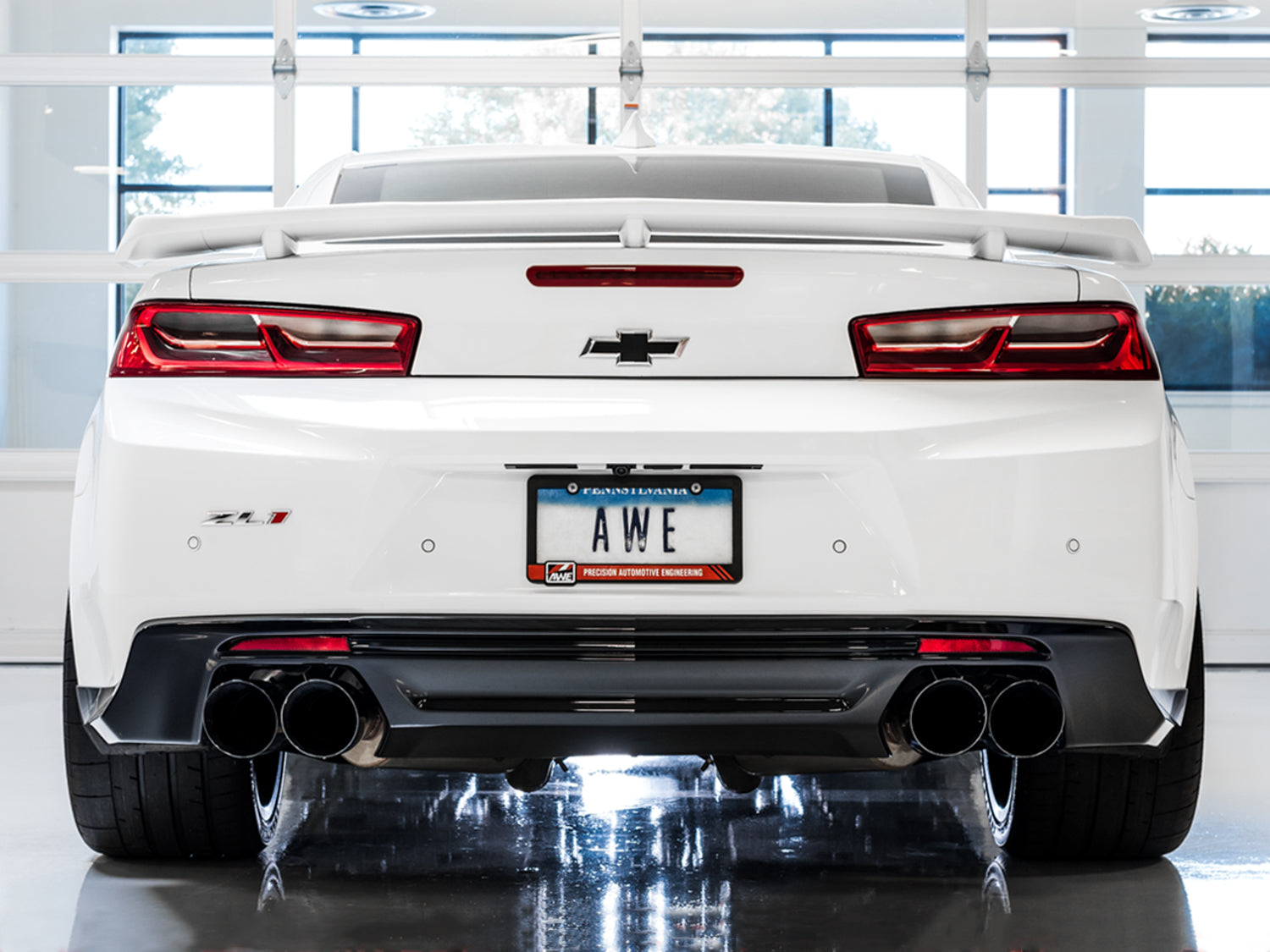 AWE Touring Edition Cat-back Exhaust for Gen6 Camaro SS / ZL1 / LT1 - Resonated - Diamond Black Tips (Quad Outlet) - Mounted