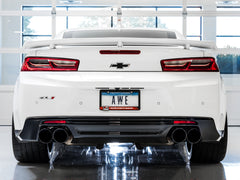 AWE Touring Edition Cat-back Exhaust for Gen6 Camaro SS / ZL1 / LT1 - Resonated - Diamond Black Tips (Quad Outlet) - Mounted