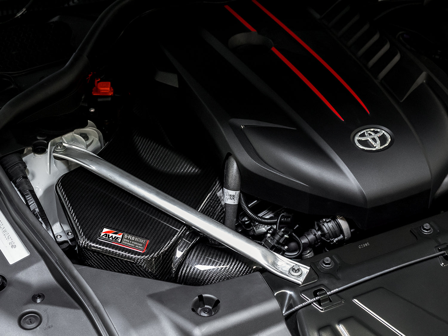 AWE S-FLO Carbon Intake Lid for 2020+ GR Supra - Mounted
