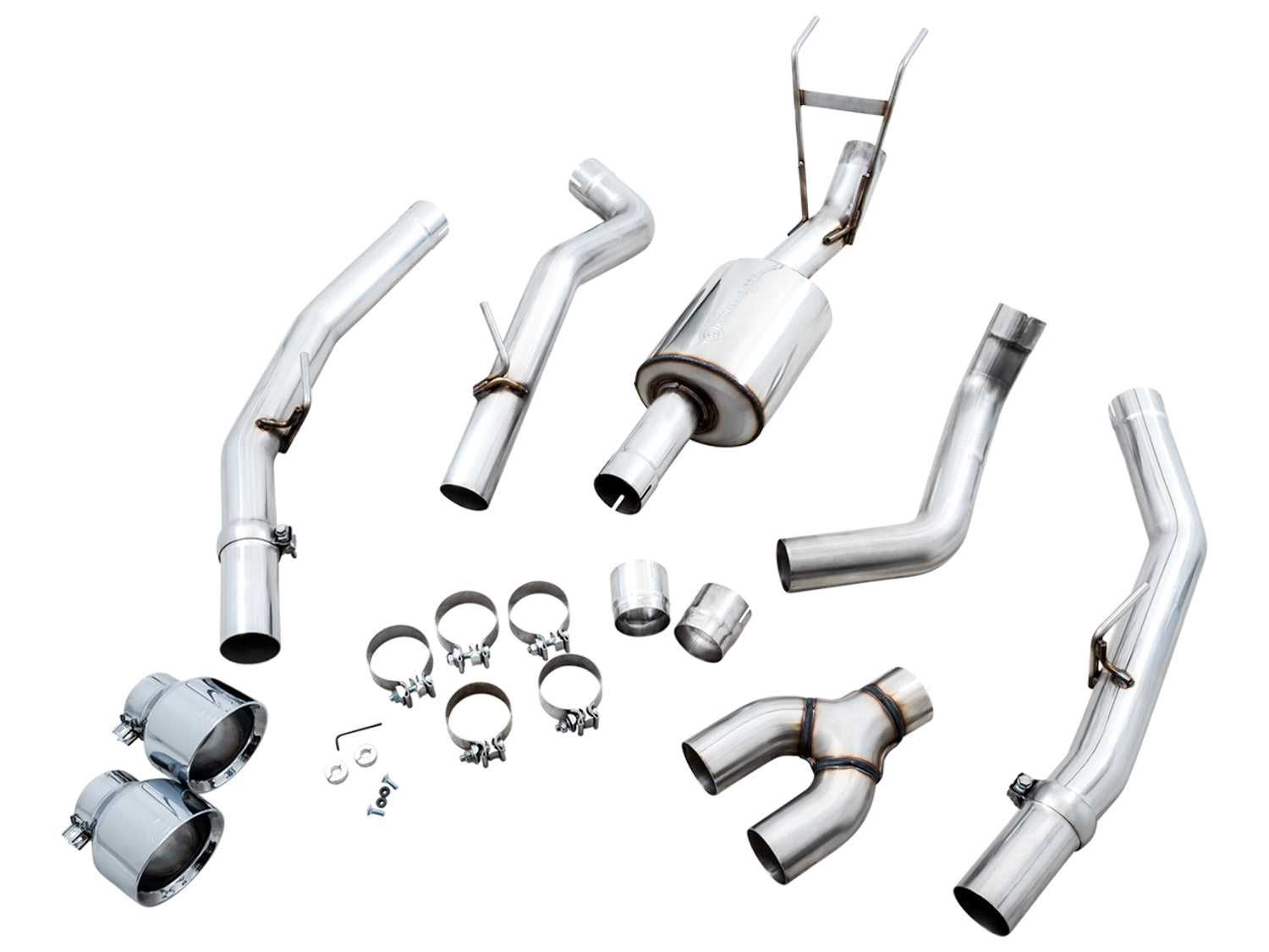 AWE 0FG Dual Rear Exit Catback for 4th Gen RAM 1500 5.7L (with bumper cutouts) - Chrome Silver Tips - out of package