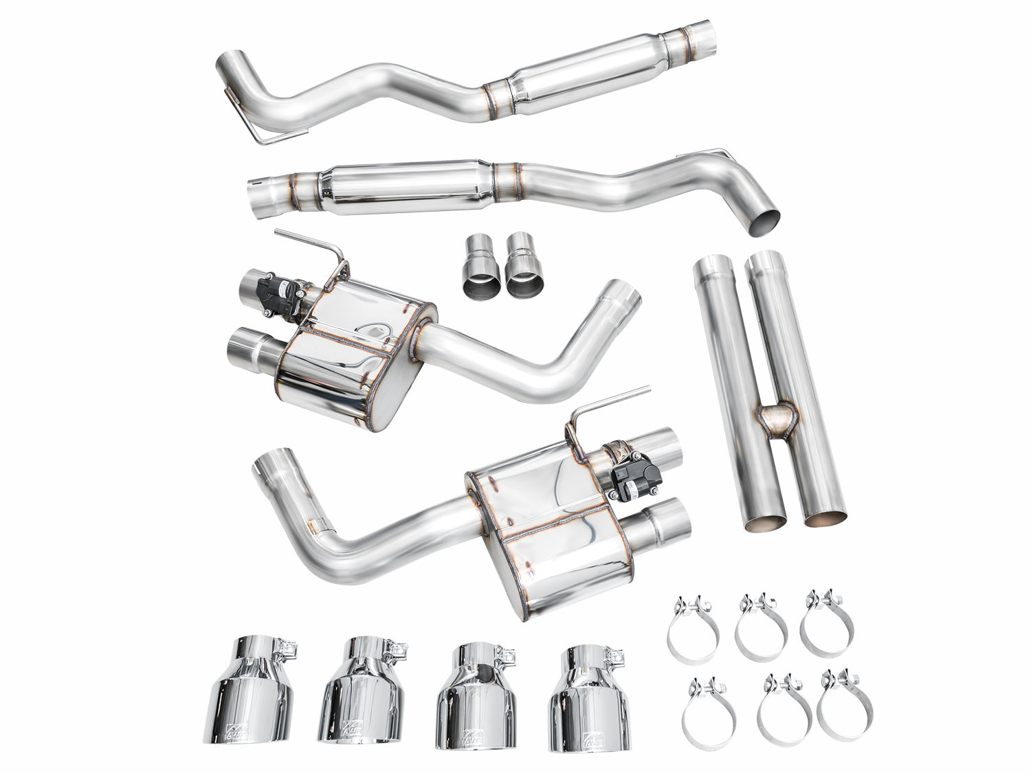 AWE SwitchPath™ Exhaust for S650 Ford Mustang Dark Horse - Quad Chrome Silver Tips - out of package
