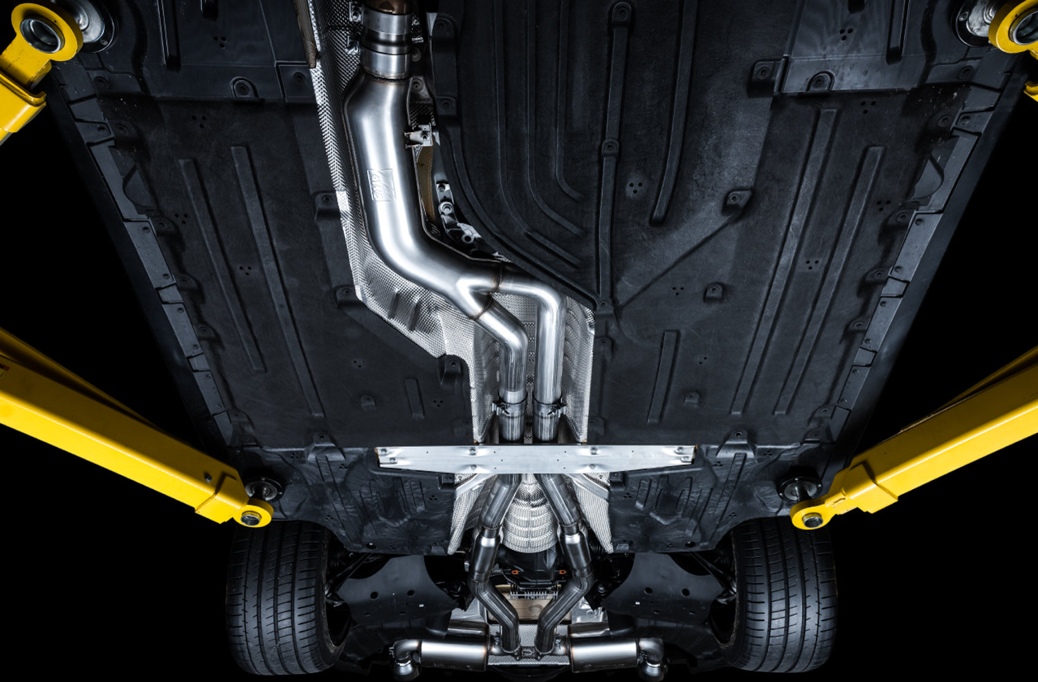 AWE Resonated Touring Edition Exhaust for A90 Supra - 5" Chrome Silver Tips - Mounted