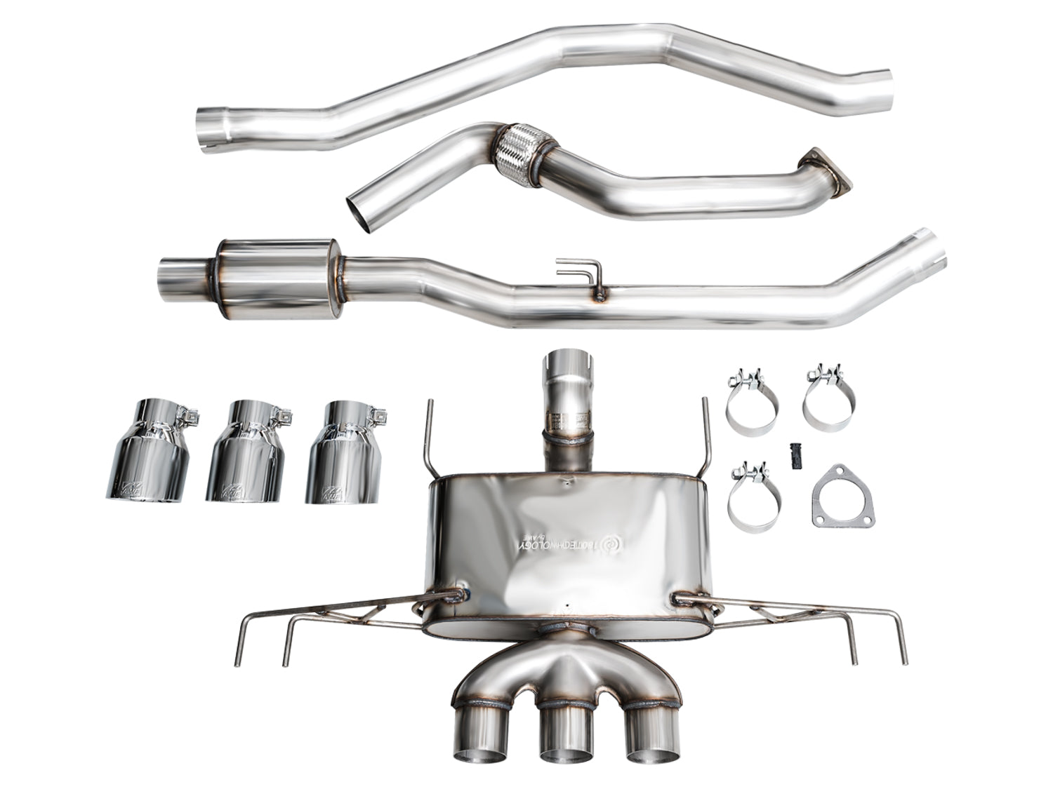 AWE Touring Edition Exhaust for FL5 Civic Type R - Triple Chrome Silver Tips - out of package