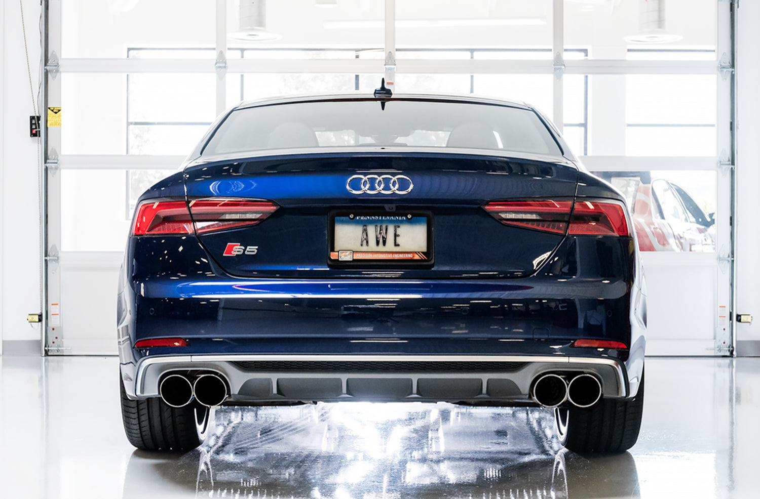 AWE Track Edition Exhaust for Audi B9 S5 Coupe - Chrome Silver 102mm Tips - Mounted
