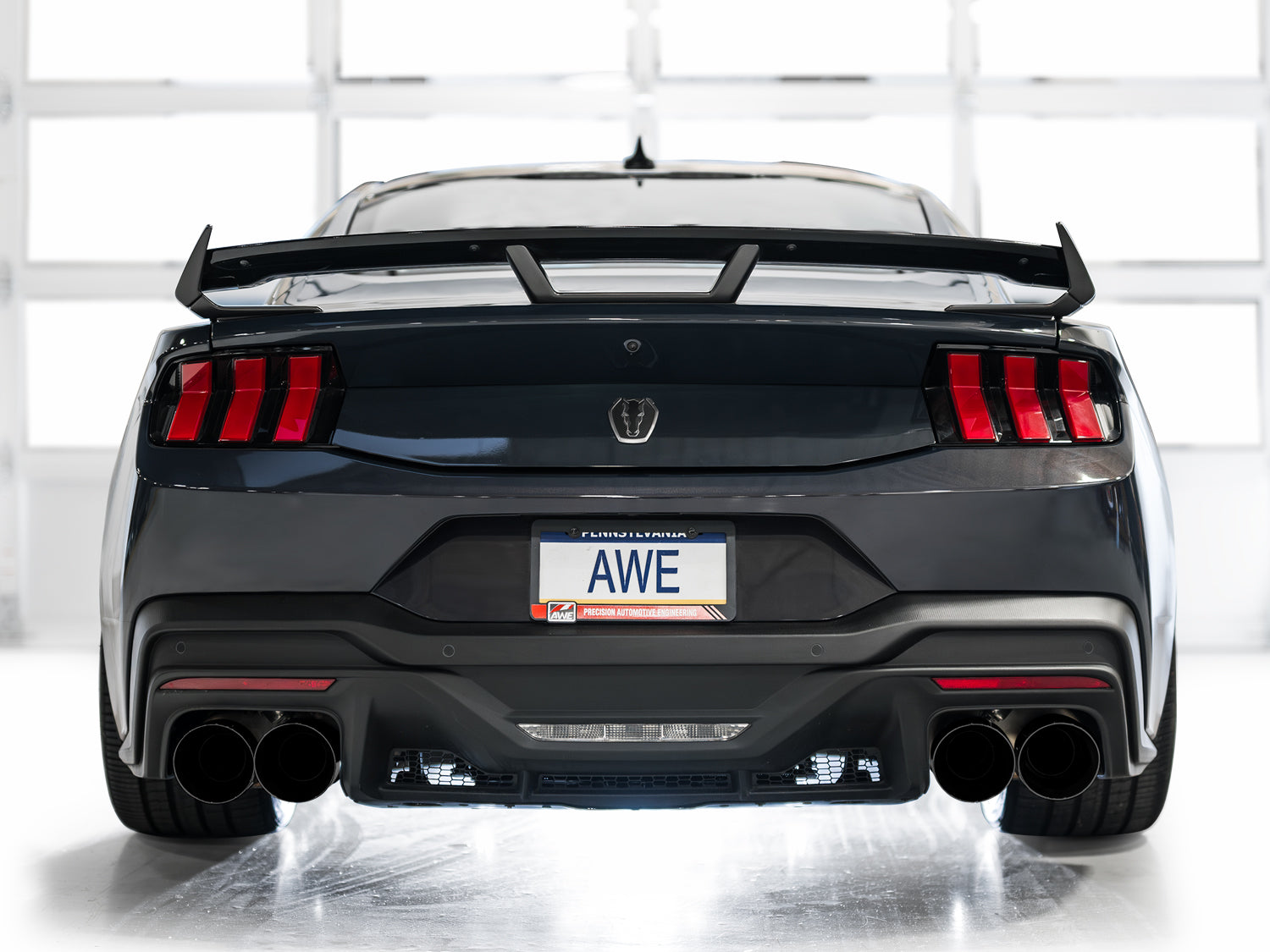 AWE SwitchPath™ Exhaust for S650 Ford Mustang Dark Horse - Quad Diamond Black Tips - Mounted