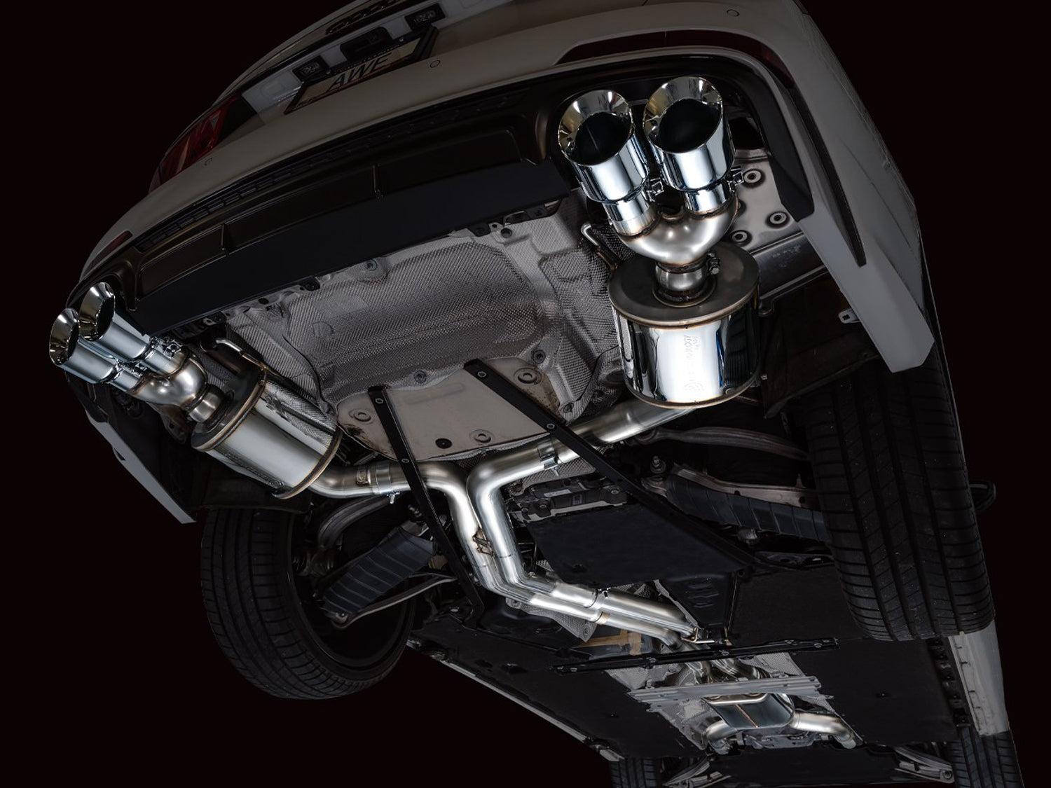 AWE Touring Edition Exhaust for Audi C8 S6/S7 - Chrome Silver Tips - Mounted