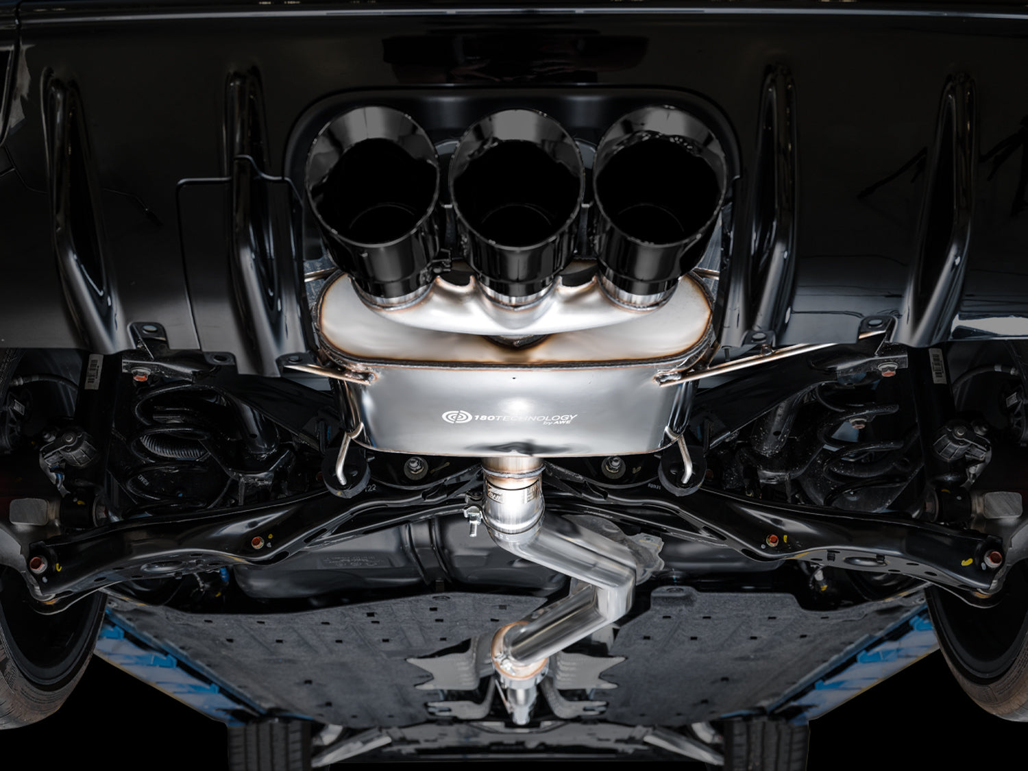 AWE Touring Edition Exhaust for FL5 Civic Type R - Triple Diamond Black Tips - Mounted