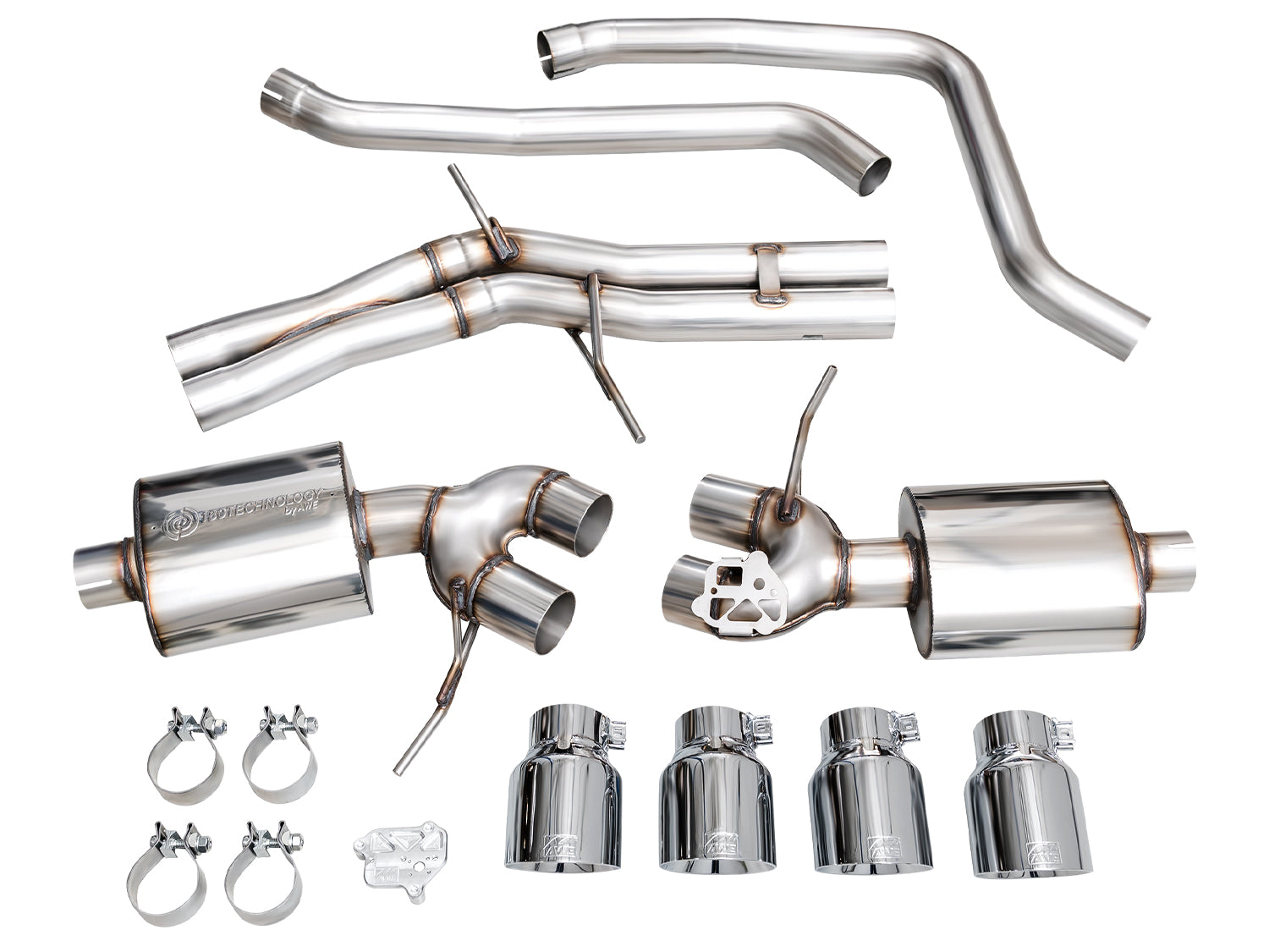 AWE Touring Edition Catback Exhaust for '19-'21 Porsche Macan 3.0T/2.9TT - Chrome Silver Tips - out of package