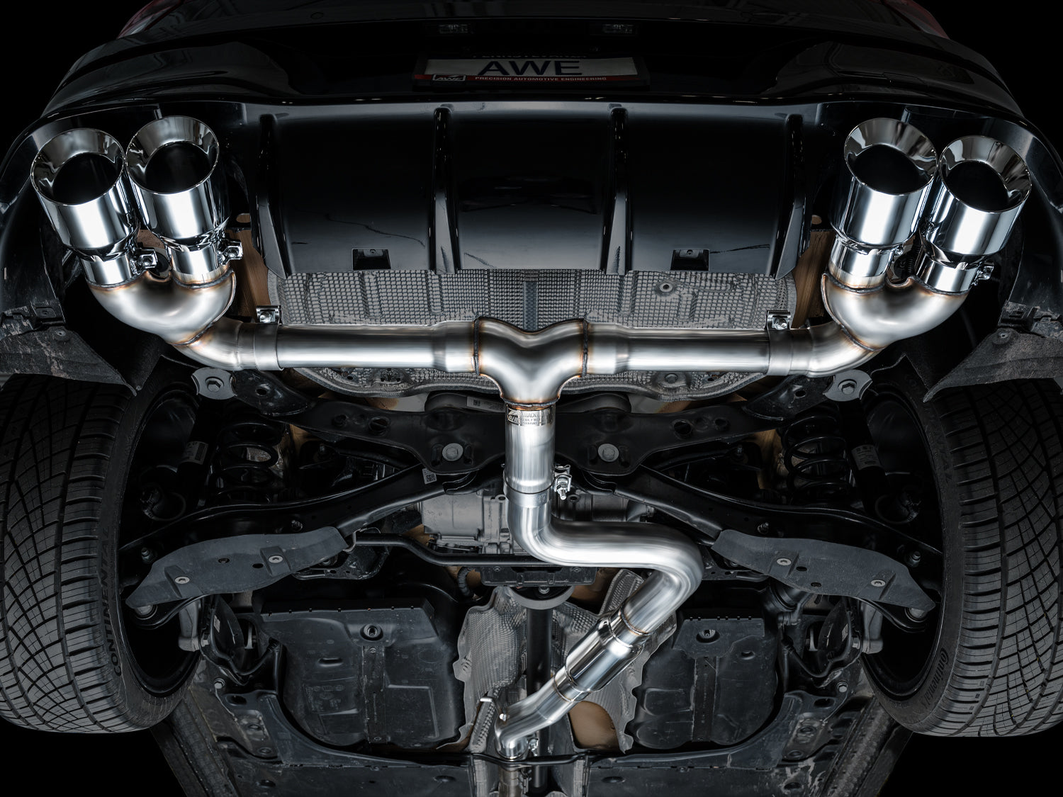AWE Track Edition Exhaust for Volkswagen MK8 Golf R - Chrome Silver Tips - Mounted