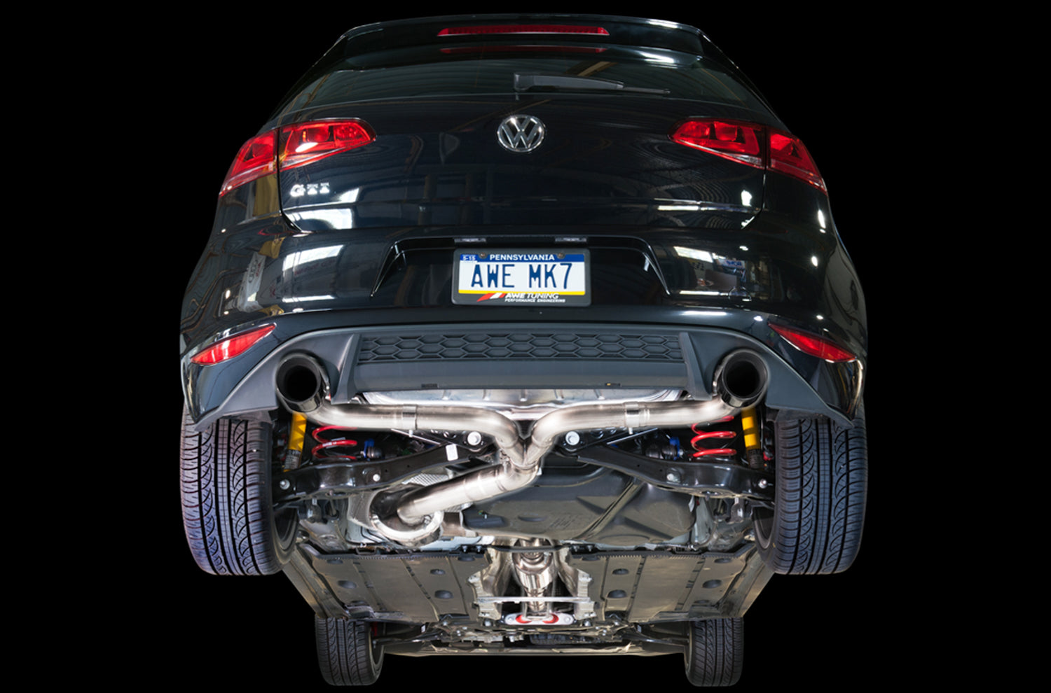 AWE Touring Edition Exhaust for VW MK7 GTI - Chrome Silver Tips - Mounted