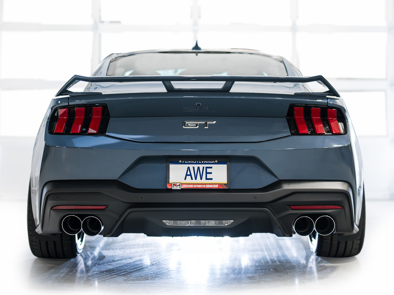 AWE SwitchPath™ Exhaust for S650 Ford Mustang GT Fastback - Quad Chrome Silver Tips - Mounted