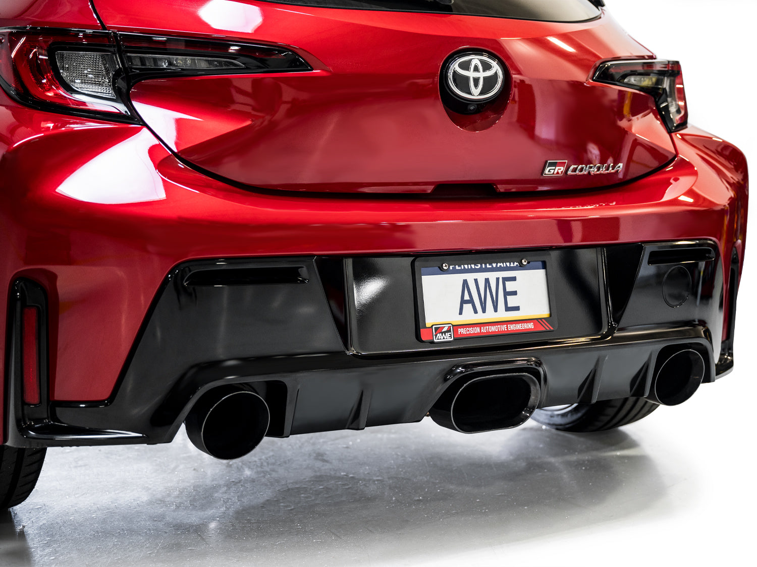 AWE Track Edition Exhaust for GR Corolla - Diamond Black Tips - Mounted