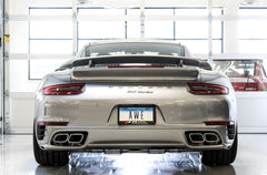 AWE Performance Exhaust and High-Flow Cat Sections for Porsche 991.2 Turbo - Stock Tips - Mounted