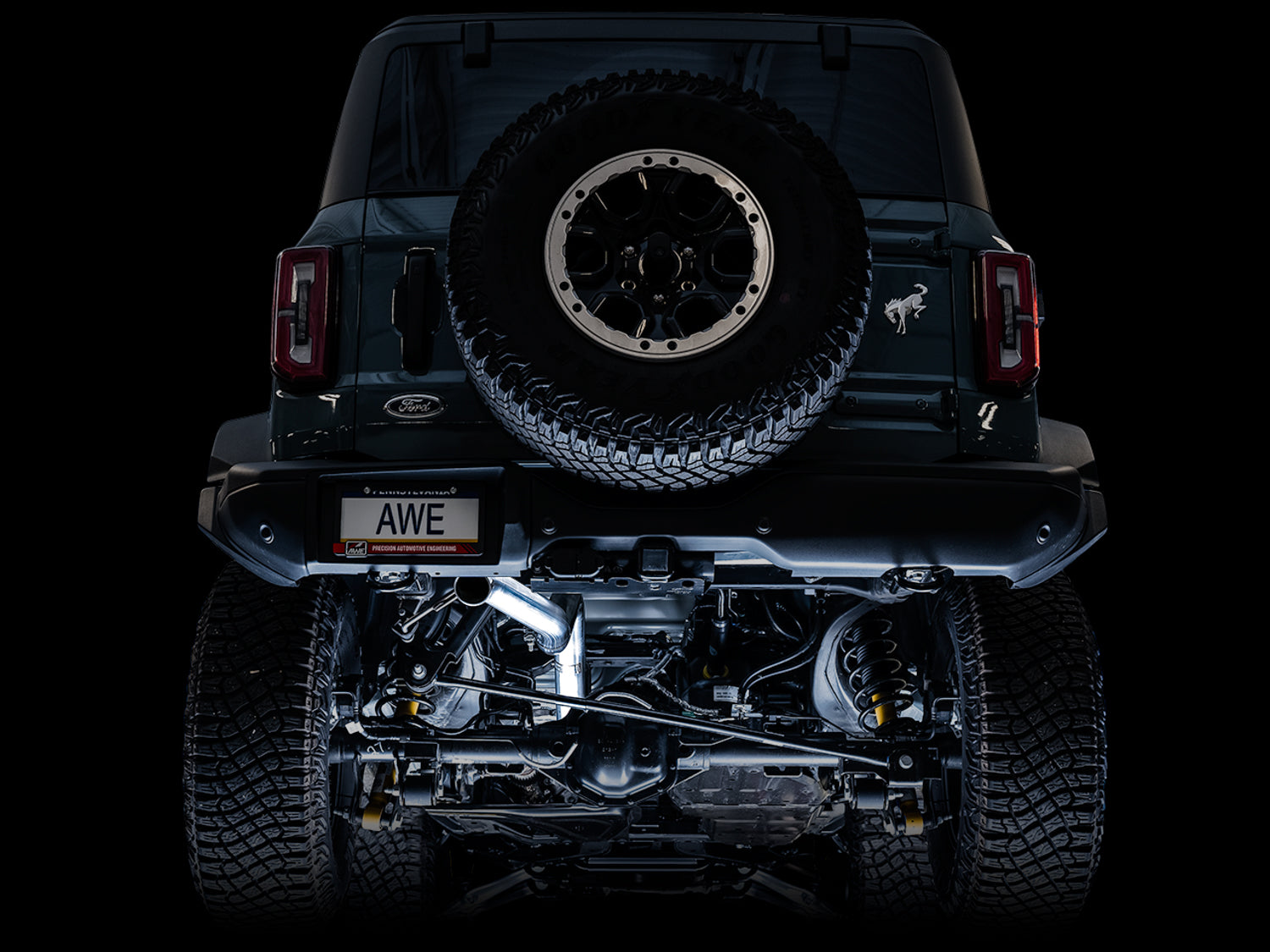AWE 0FG Catback Exhaust for Ford Bronco with BashGuard™ - no tips - Mounted