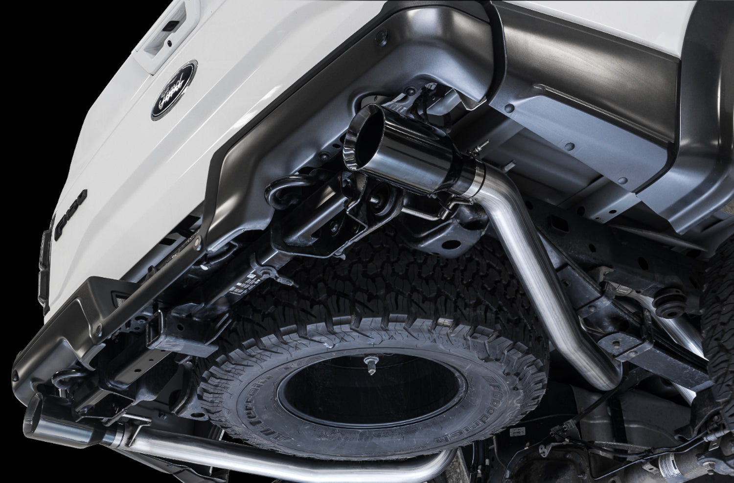 AWE Tailpipe Conversion Kit for Ford Raptor - Diamond Black 5" Tips (AWE 2FG/1FG required) - Mounted