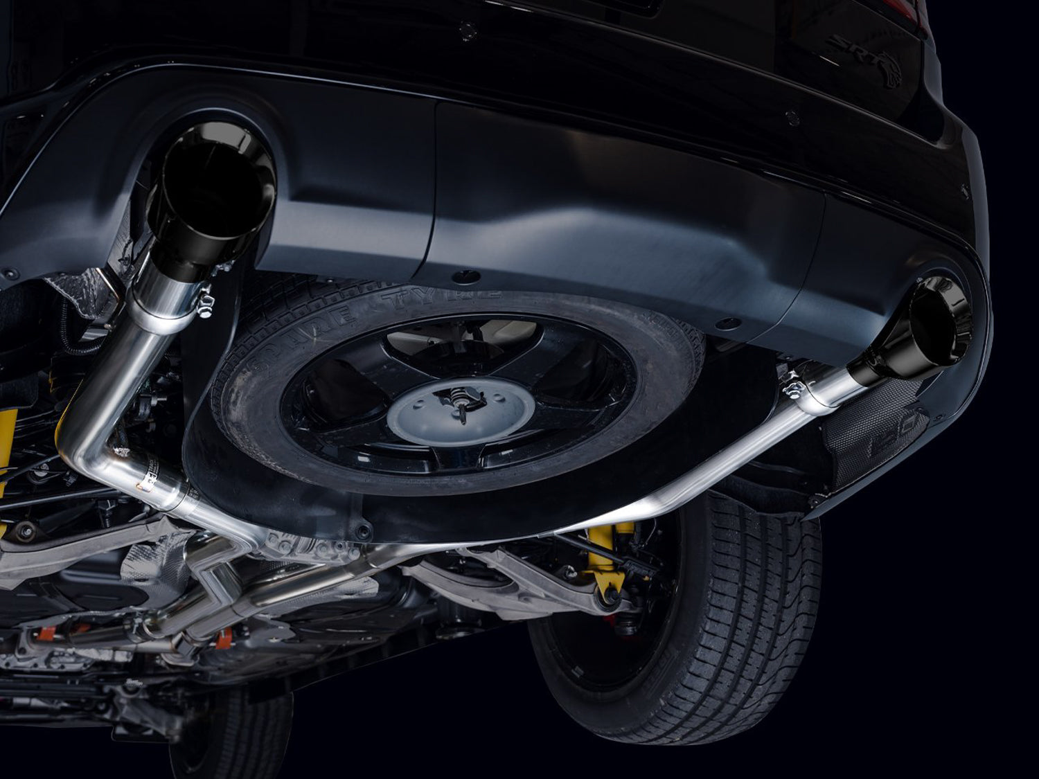 AWE Track Edition Exhaust for Dodge Durango 6.4 / 6.2 SC - Diamond Black Tips - Mounted