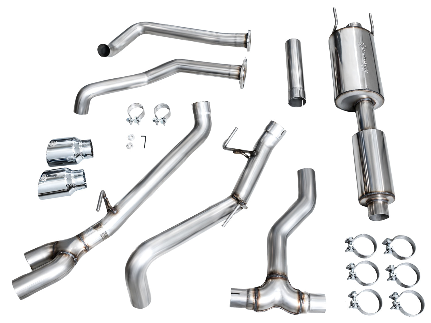 AWE 0FG Exhaust for 3rd Gen Toyota Tundra - Dual Chrome Silver Tips - out of package