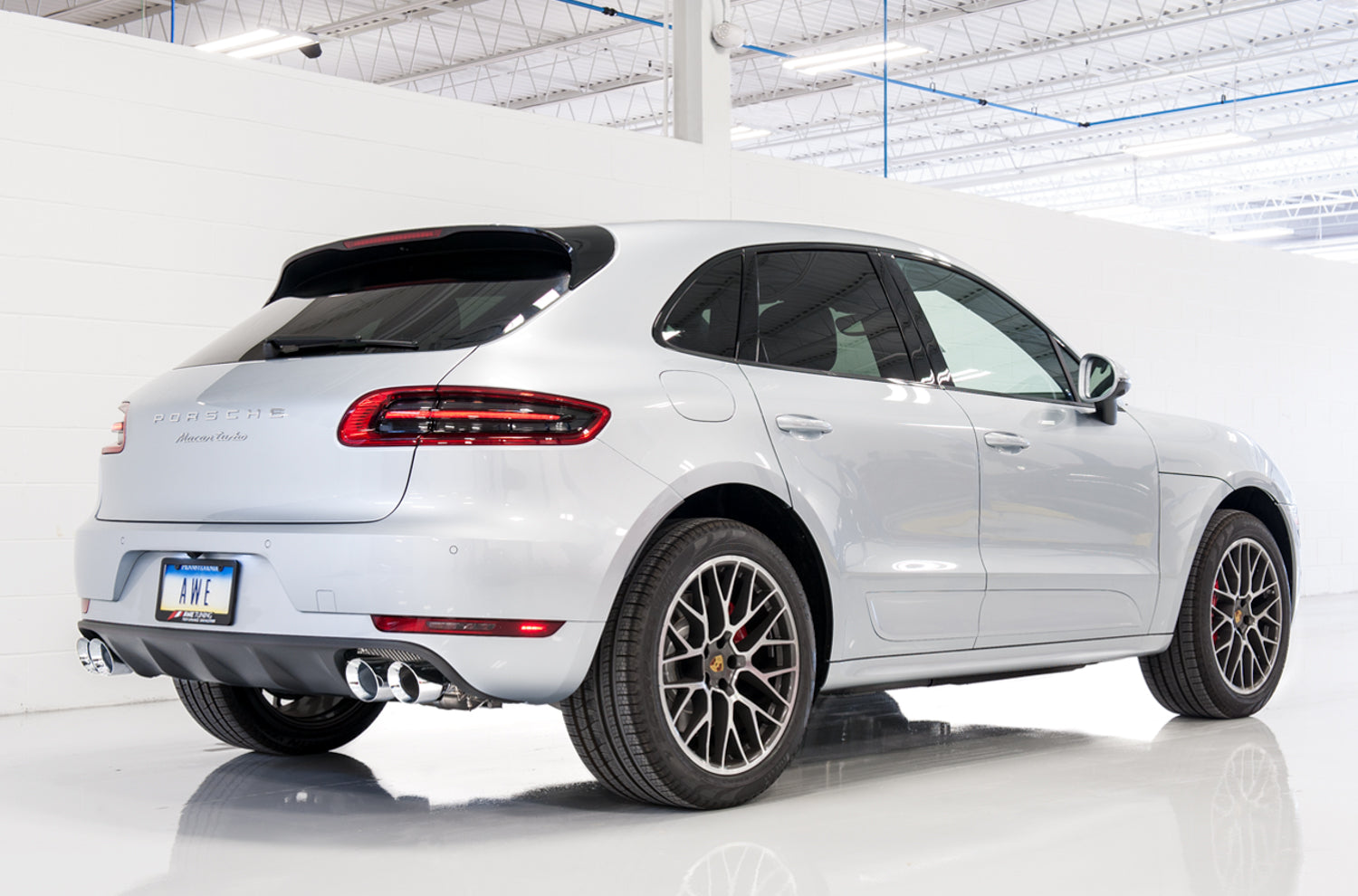 AWE Touring Edition Catback Exhaust for Porsche Macan S / GTS / Turbo - Chrome Silver 102mm Tips - Mounted