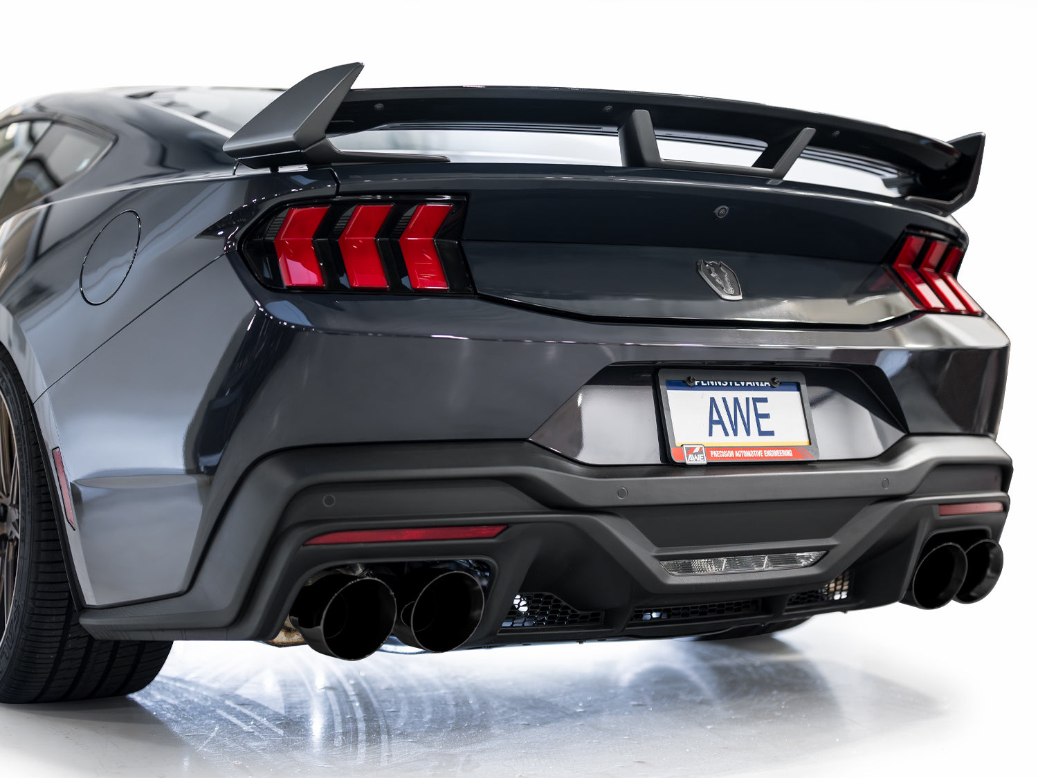 AWE SwitchPath™ Exhaust for S650 Ford Mustang Dark Horse - Quad Diamond Black Tips - Mounted