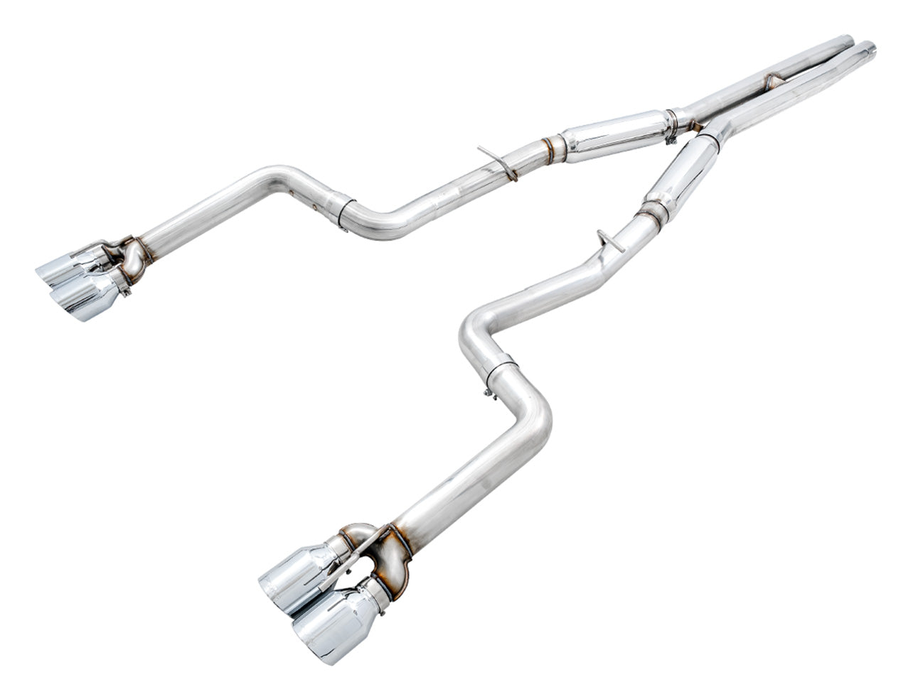 AWE Track Edition Exhaust for 15+ Challenger 6.4 / 6.2 SC - Chrome Silver Quad Tips - Primary