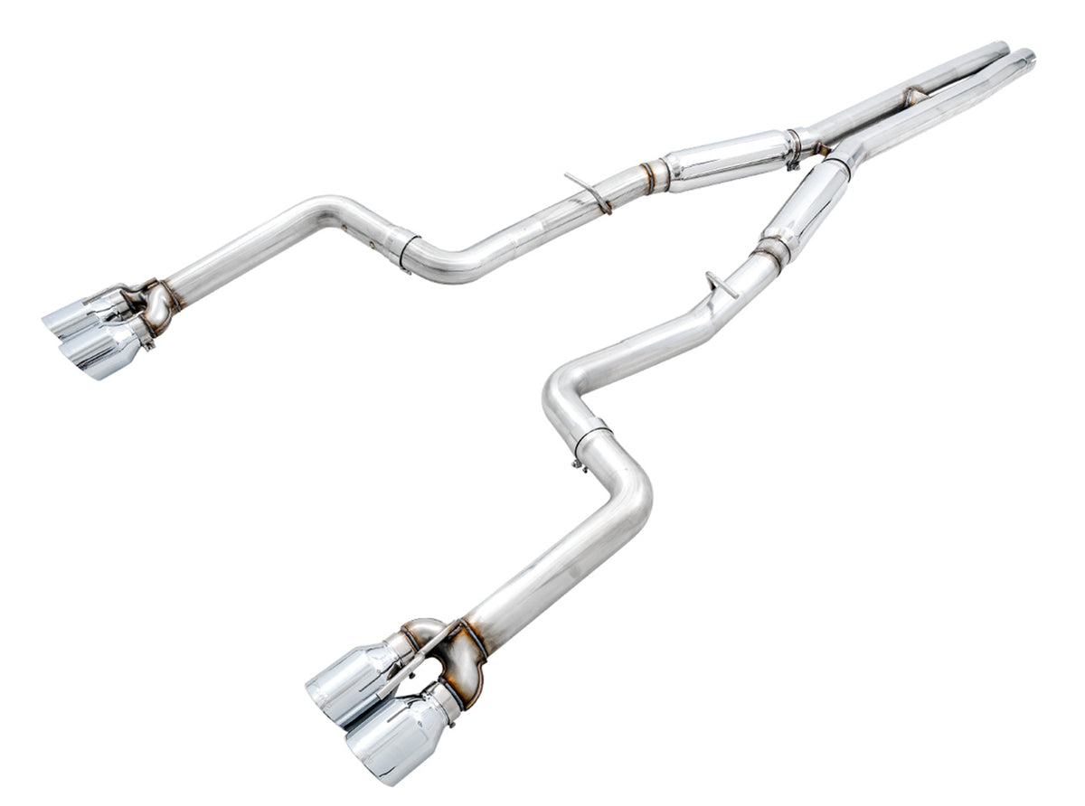 AWE Track Edition Exhaust for 15+ Challenger 6.4 / 6.2 SC - Chrome Silver Quad Tips - Primary