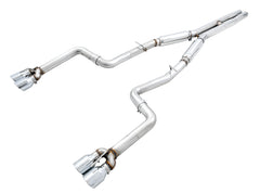 AWE Track Edition Exhaust for 15+ Challenger 6.4 / 6.2 SC - Chrome Silver Quad Tips - Primary
