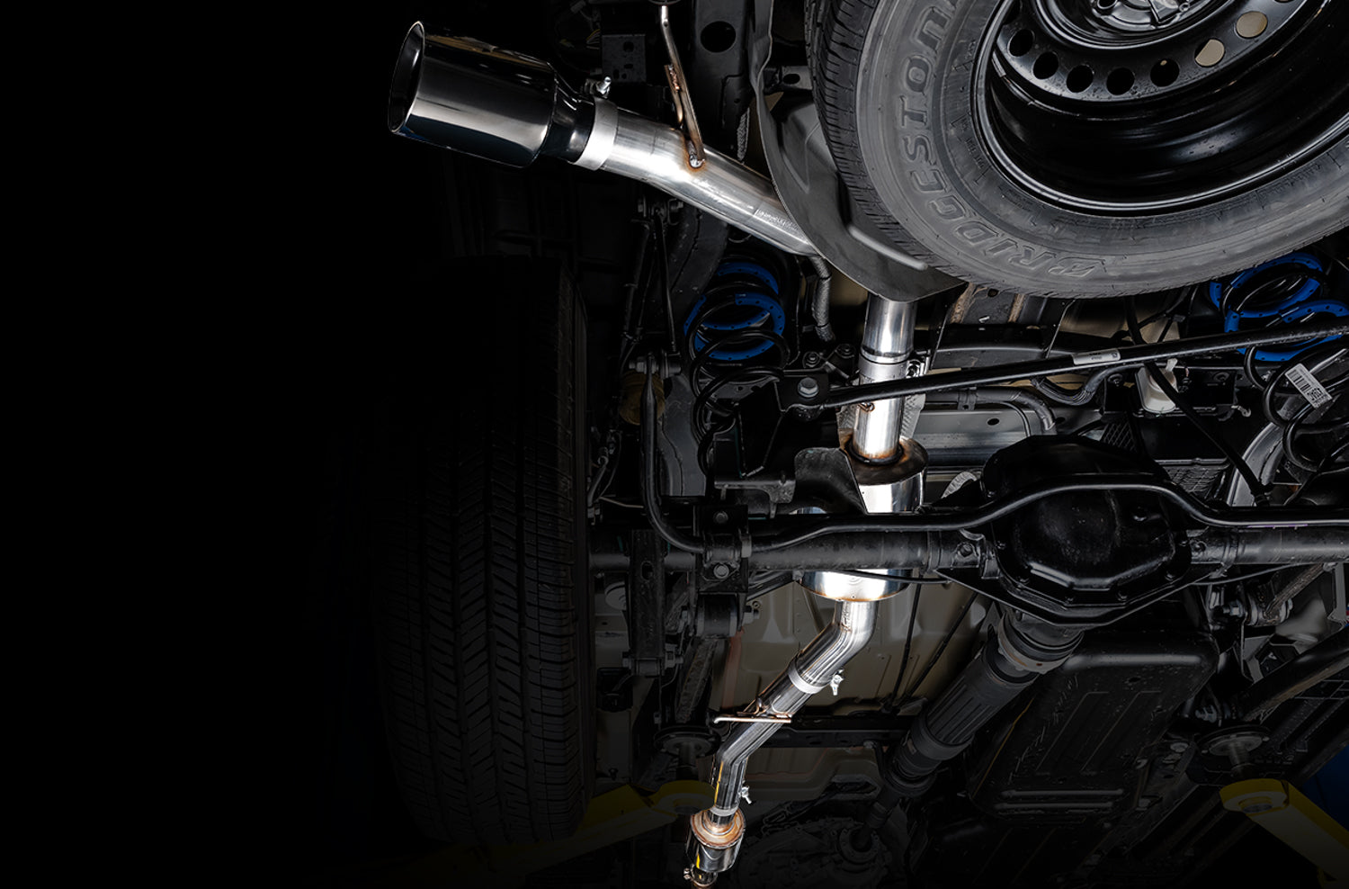 AWE Tread Edition Catback Single-Side Exhaust for Jeep JT 3.6L - Diamond Black Tip - out of package