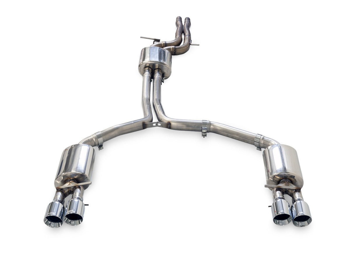 AWE Touring Edition Exhaust for Audi C7 A7 3.0T - Quad Outlet, Chrome Silver Tips - Primary