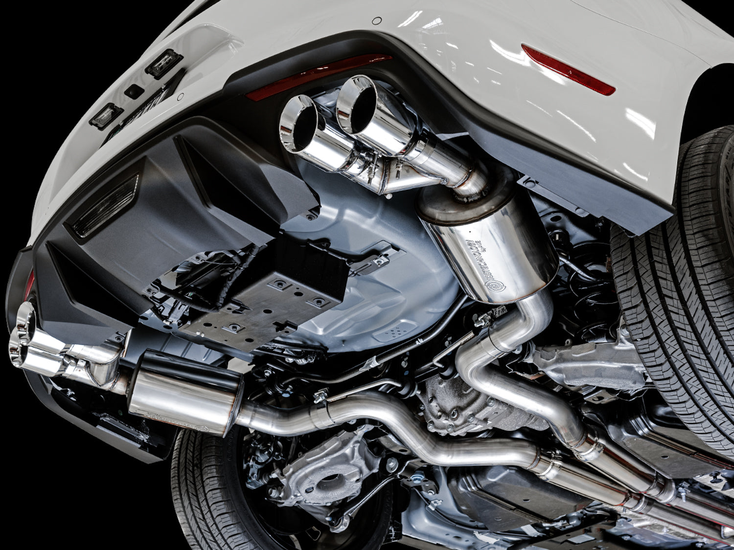 AWE Touring Edition Cat-back Exhaust for the 2018+ Mustang GT - Quad Chrome Silver Tips - Mounted
