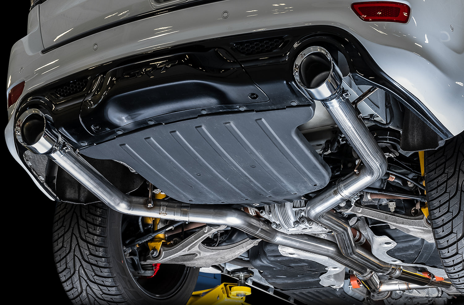AWE Track Edition Exhaust for Jeep Grand Cherokee SRT - Chrome Silver Tips - Mounted
