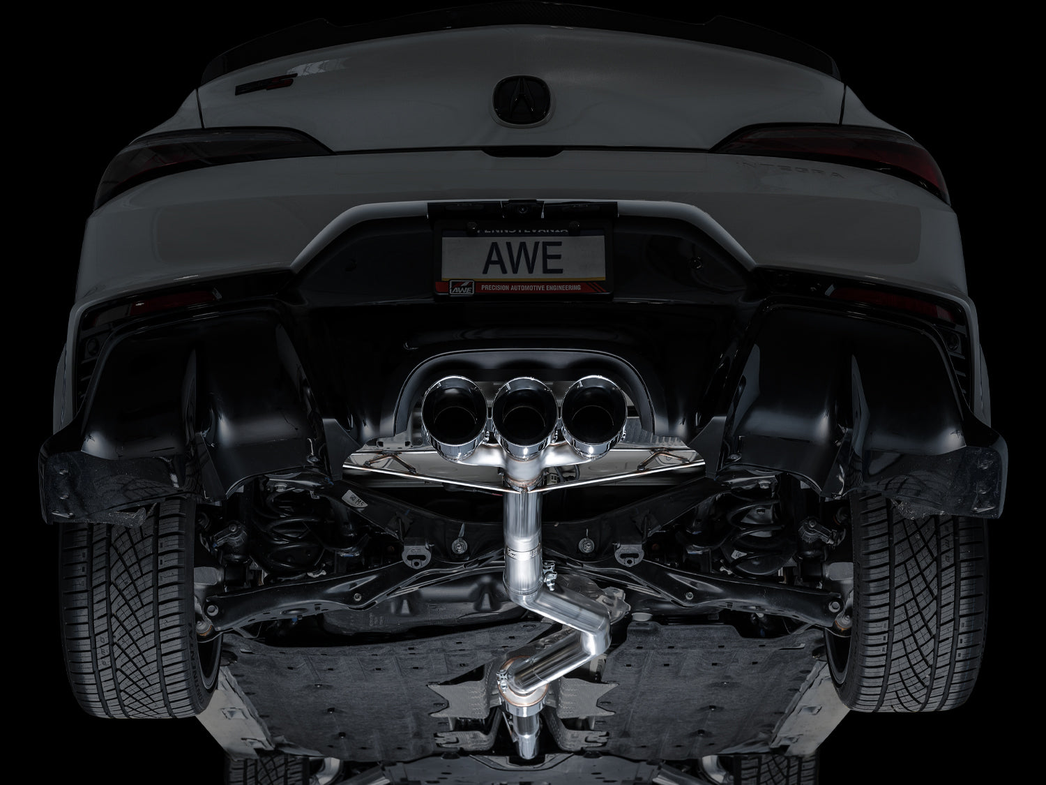 AWE Track Edition Exhaust for DE5 Integra Type-S - Triple Chrome Silver Tips - Mounted