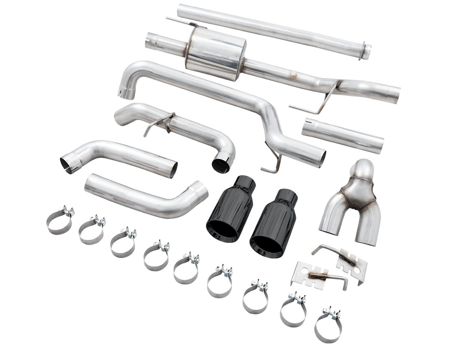 AWE 0FG Dual Split Rear Exhaust for '21+ Ford F-150 - 5" Diamond Black Tips - out of package