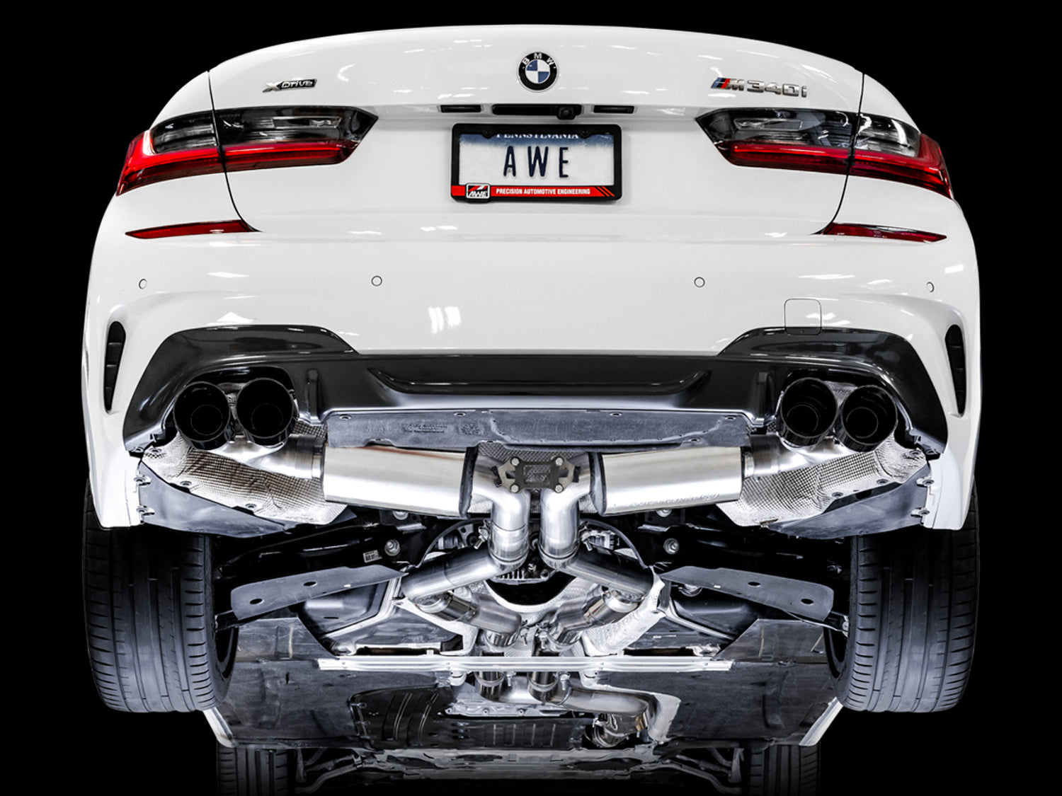AWE Resonated Touring Edition Exhaust for G2X M340i / M440i - Diamond Black Tips - Mounted