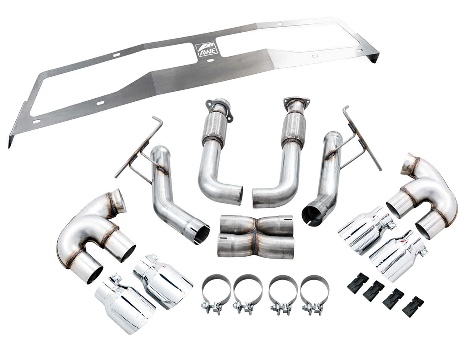AWE Track Edition Exhaust for C8 Corvette -- Chrome Silver Tips - out of package