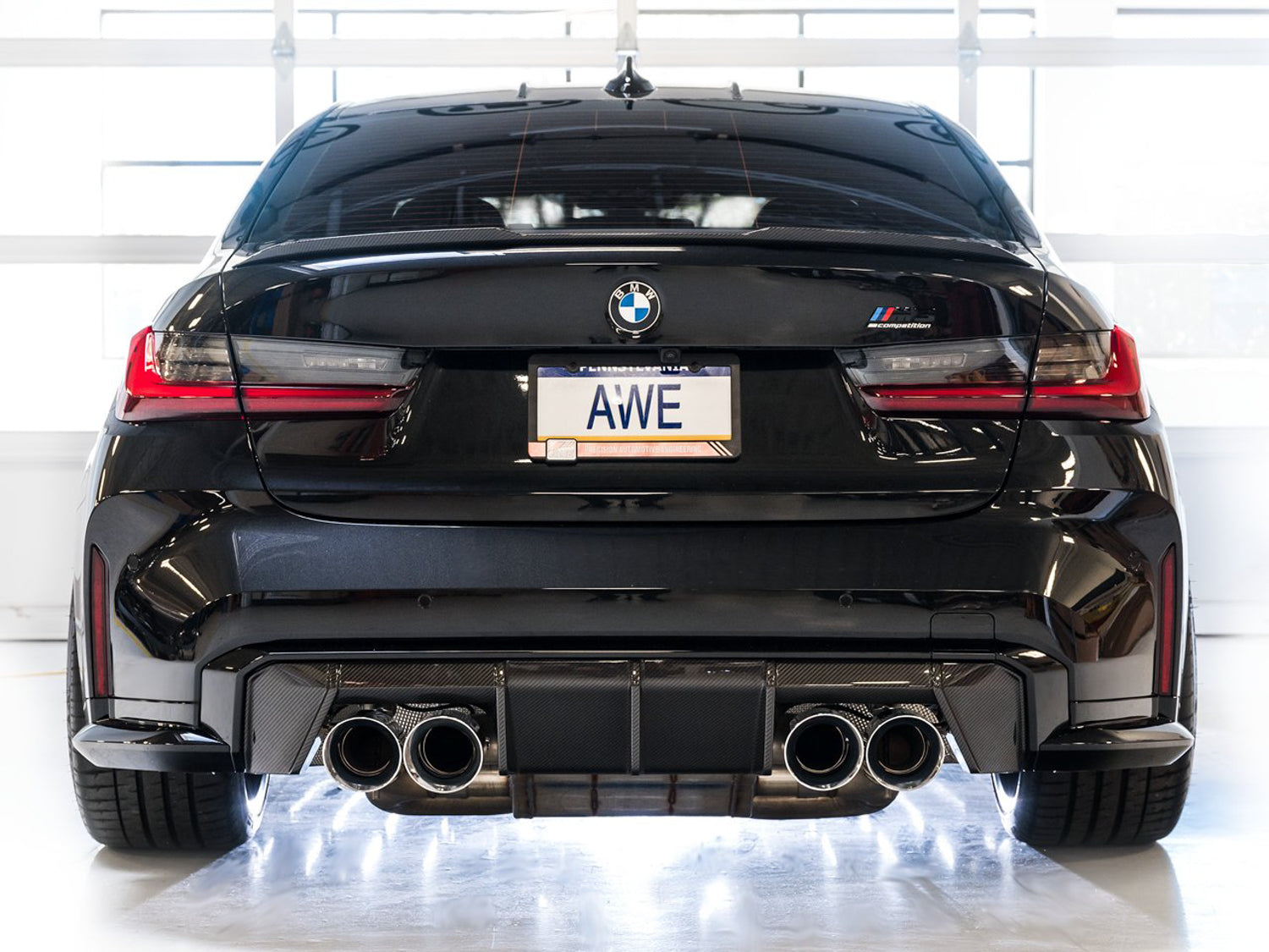 AWE SwitchPath Catback Exhaust for BMW G8X M3/M4 - Diamond Black Tips - Mounted