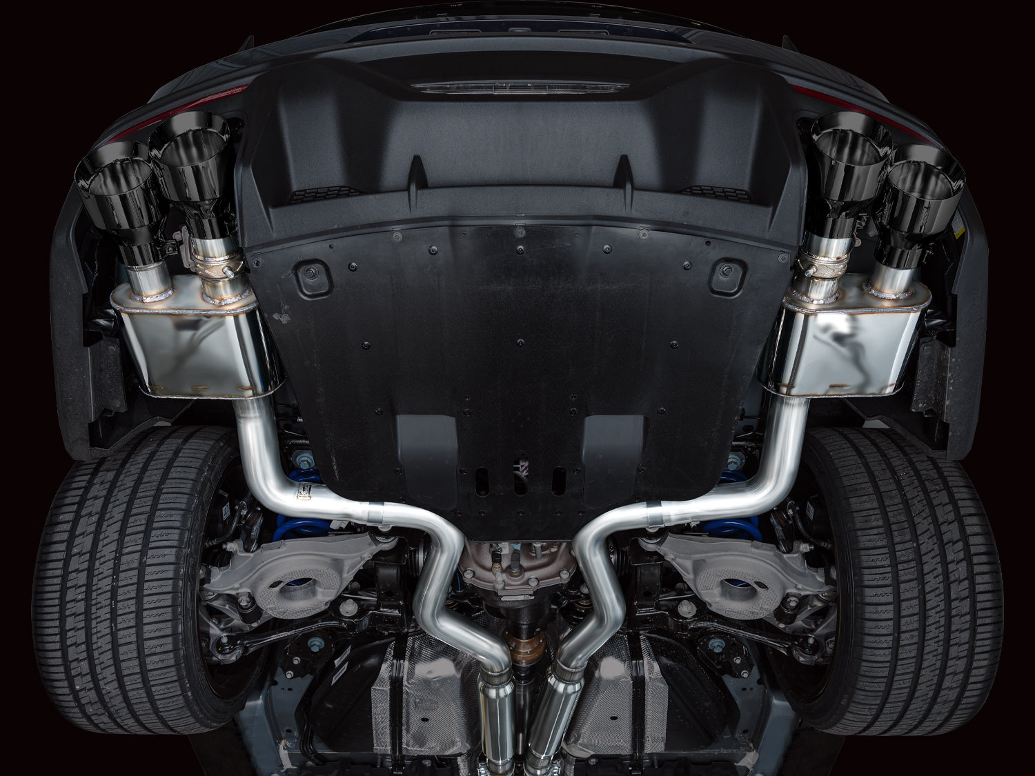AWE SwitchPath™ Exhaust for S650 Ford Mustang Dark Horse - Quad Diamond Black Tips - Mounted