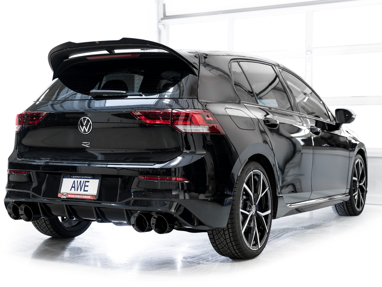 AWE Touring Edition Exhaust for Volkswagen MK8 Golf R - Diamond Black Tips - Mounted