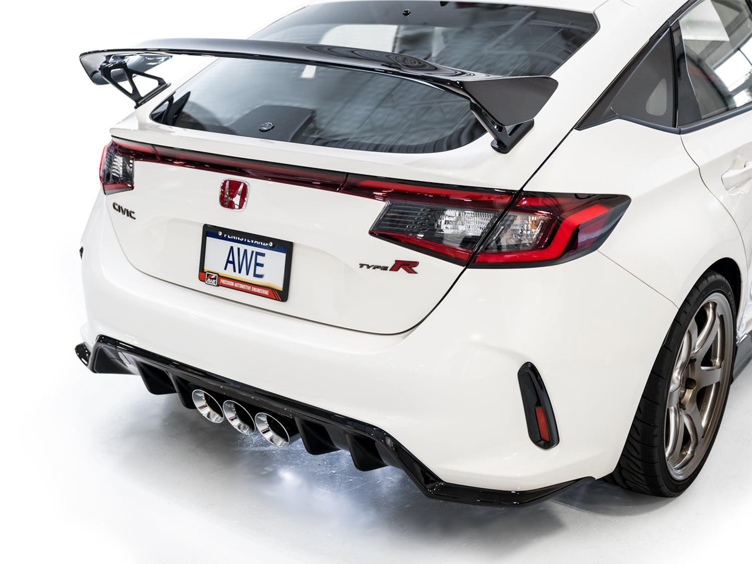 AWE Track Edition Exhaust for FL5 Civic Type R - Triple Chrome Silver Tips - Mounted