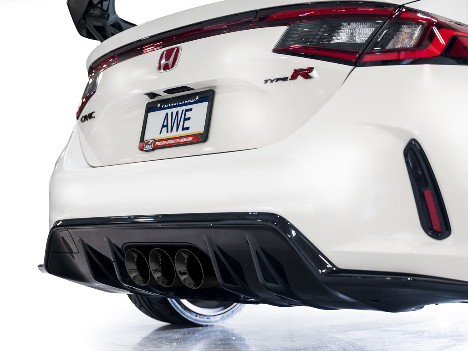 AWE Track Edition Exhaust for FL5 Civic Type R - Triple Diamond Black Tips - Mounted