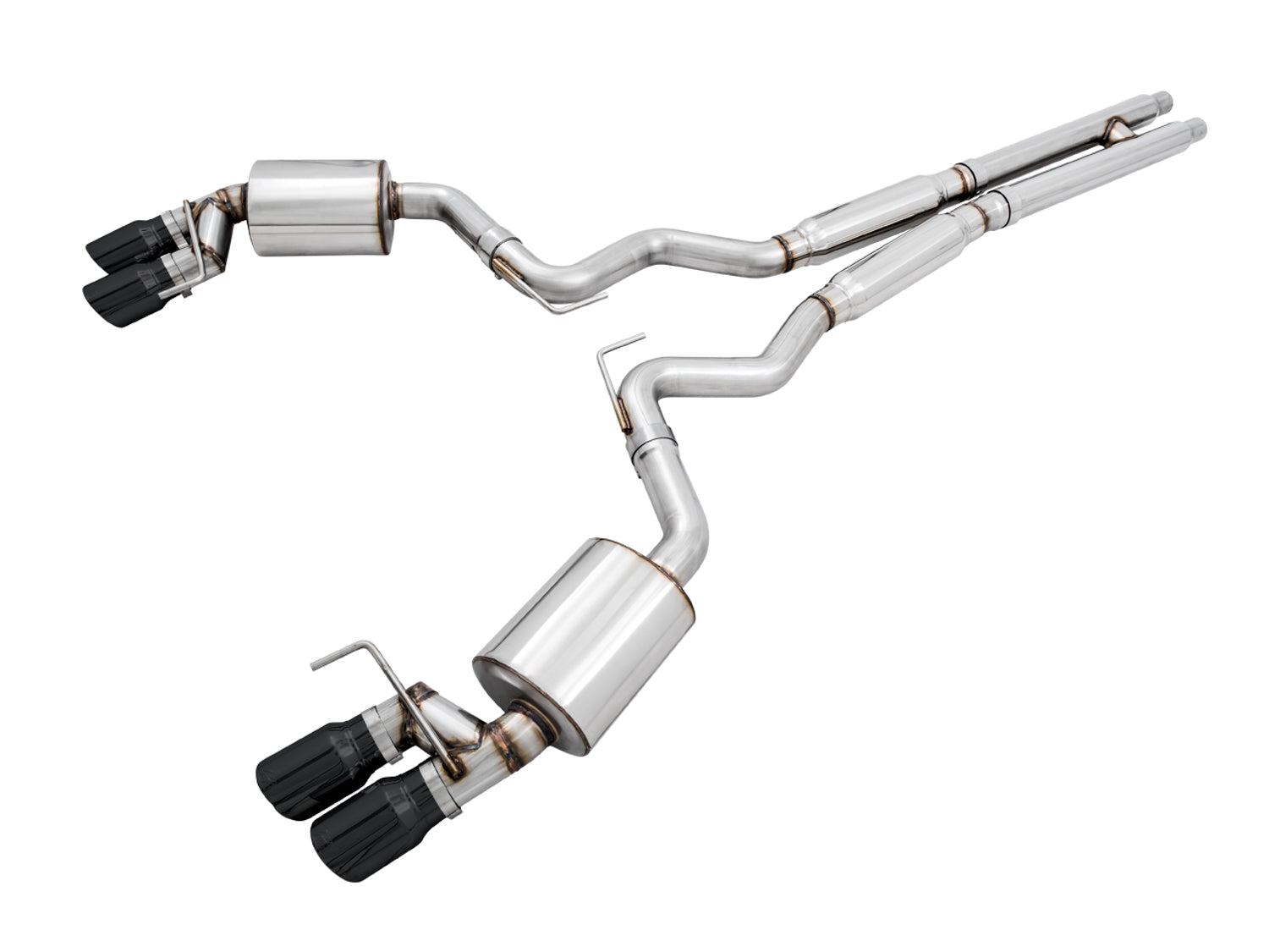 AWE Touring Edition Cat-back Exhaust for the 2018+ Mustang GT - Quad Diamond Black Tips - Primary