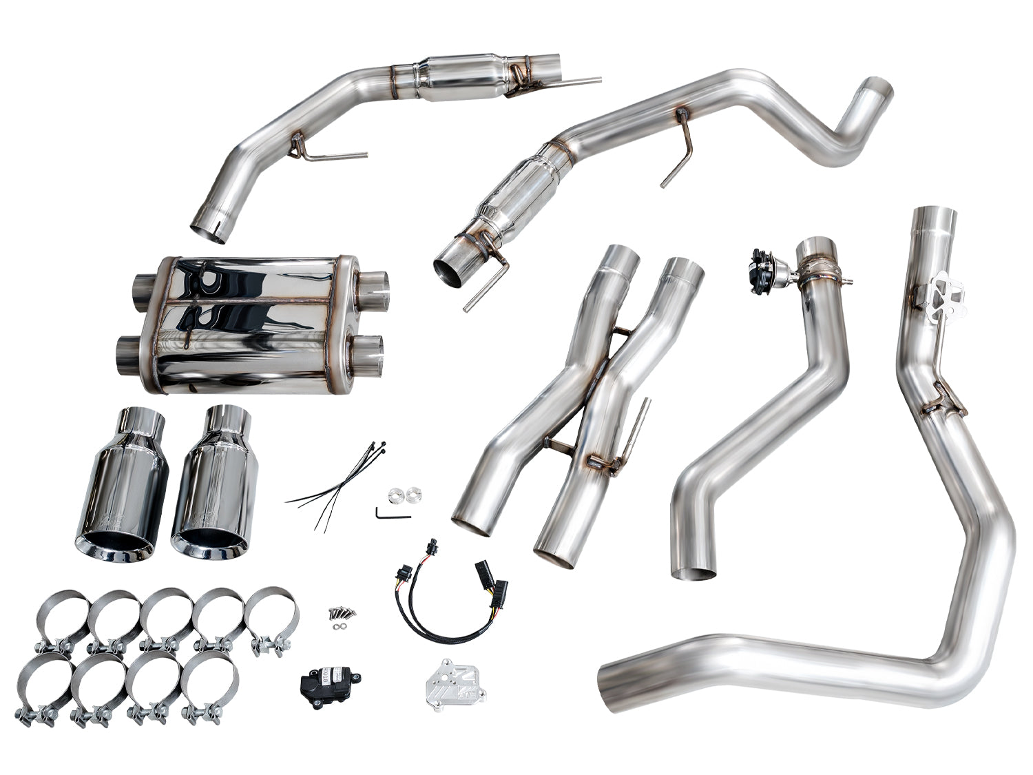 AWE SwitchPath™ Exhaust for Gen 3 Raptor - Chrome Silver Tips - out of package