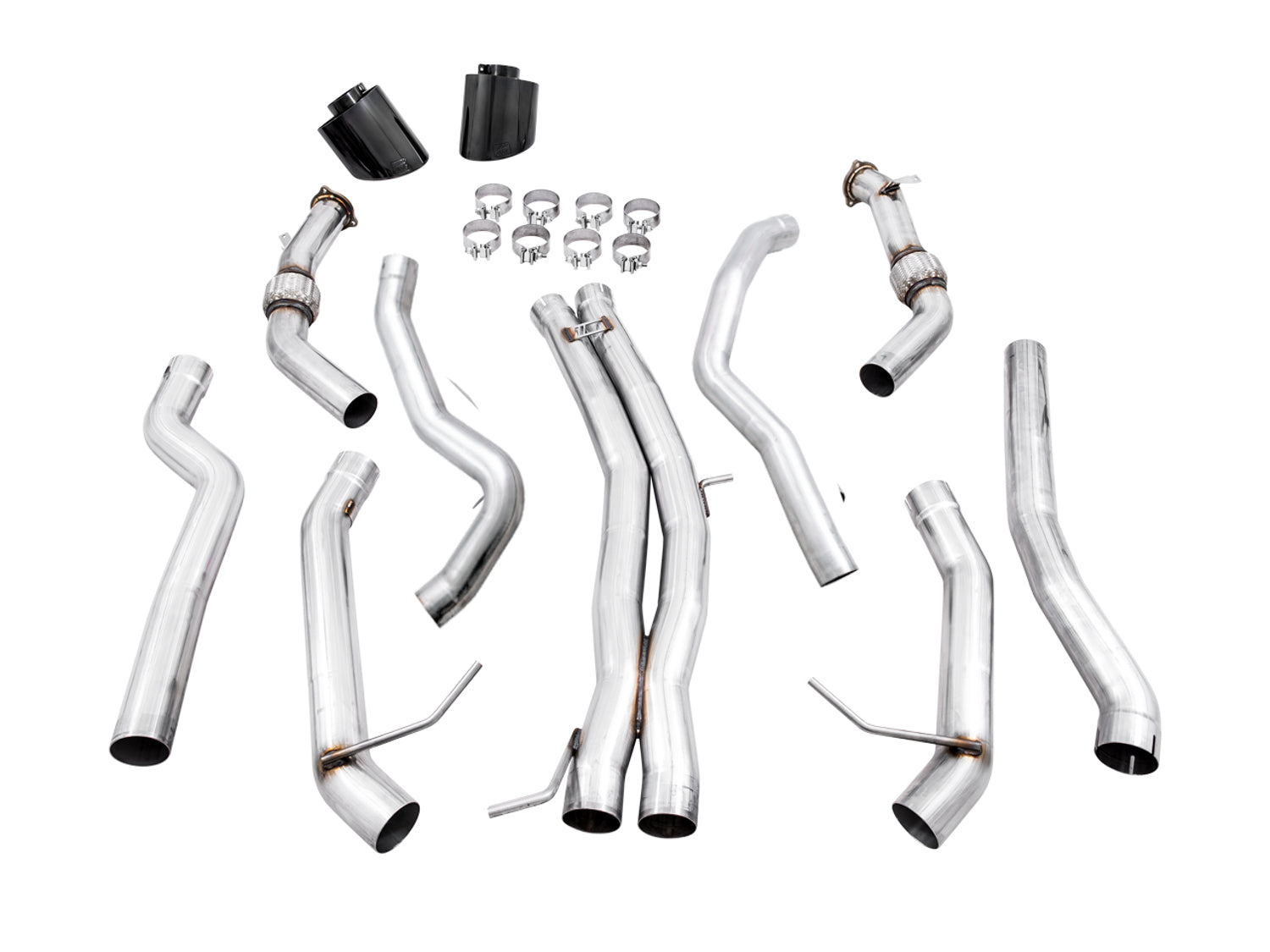 AWE Track Edition Exhaust for Audi B9 RS 5 Sportback - Non-Resonated - Diamond Black RS-style Tips - out of package