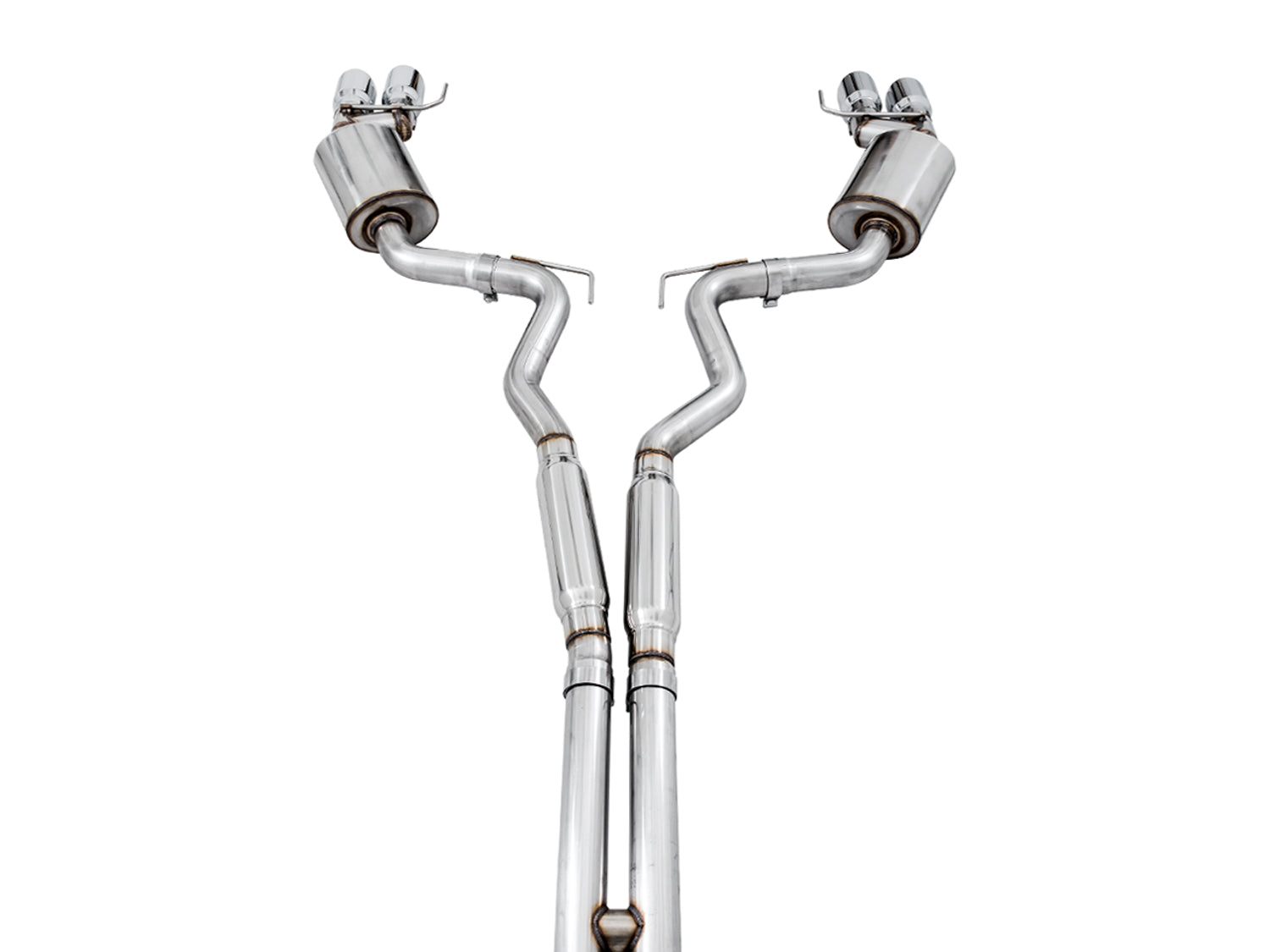 AWE Touring Edition Cat-back Exhaust for the 2018+ Mustang GT - Quad Chrome Silver Tips - out of package
